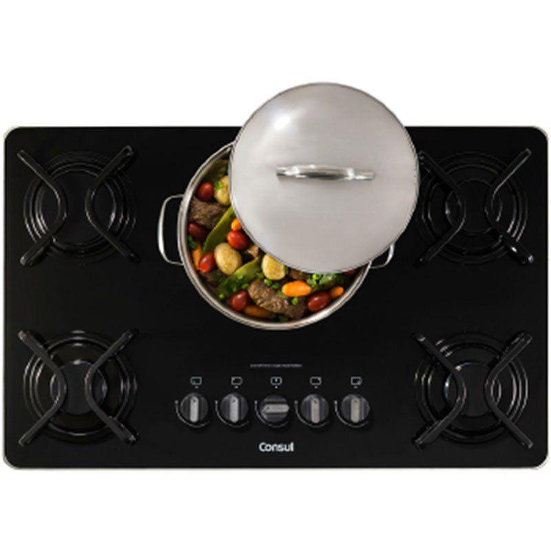 Cooktop 5 Bocas Consul Quadrichama com Mesa de Vidro CDD75AEUNA