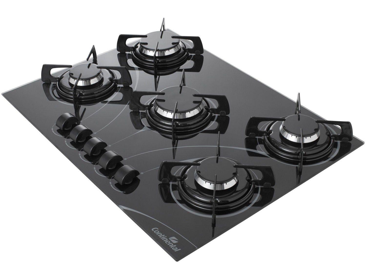 Cooktop 5 Bocas Continental CTGCT070E5BGL a Gás Acendimento