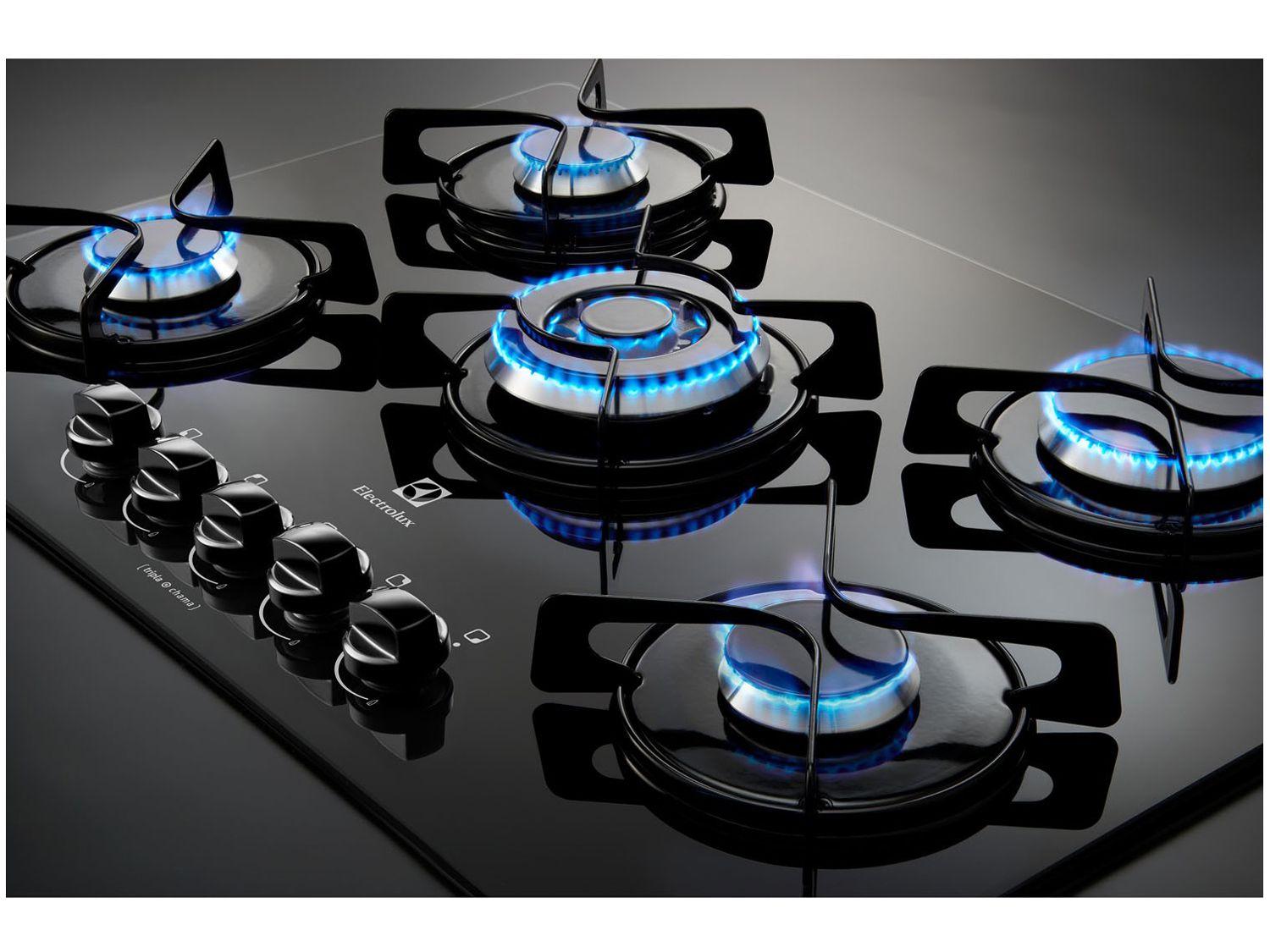 Cooktop 5 Bocas Electrolux à Gás GLP Preto TriplaChama GC75V