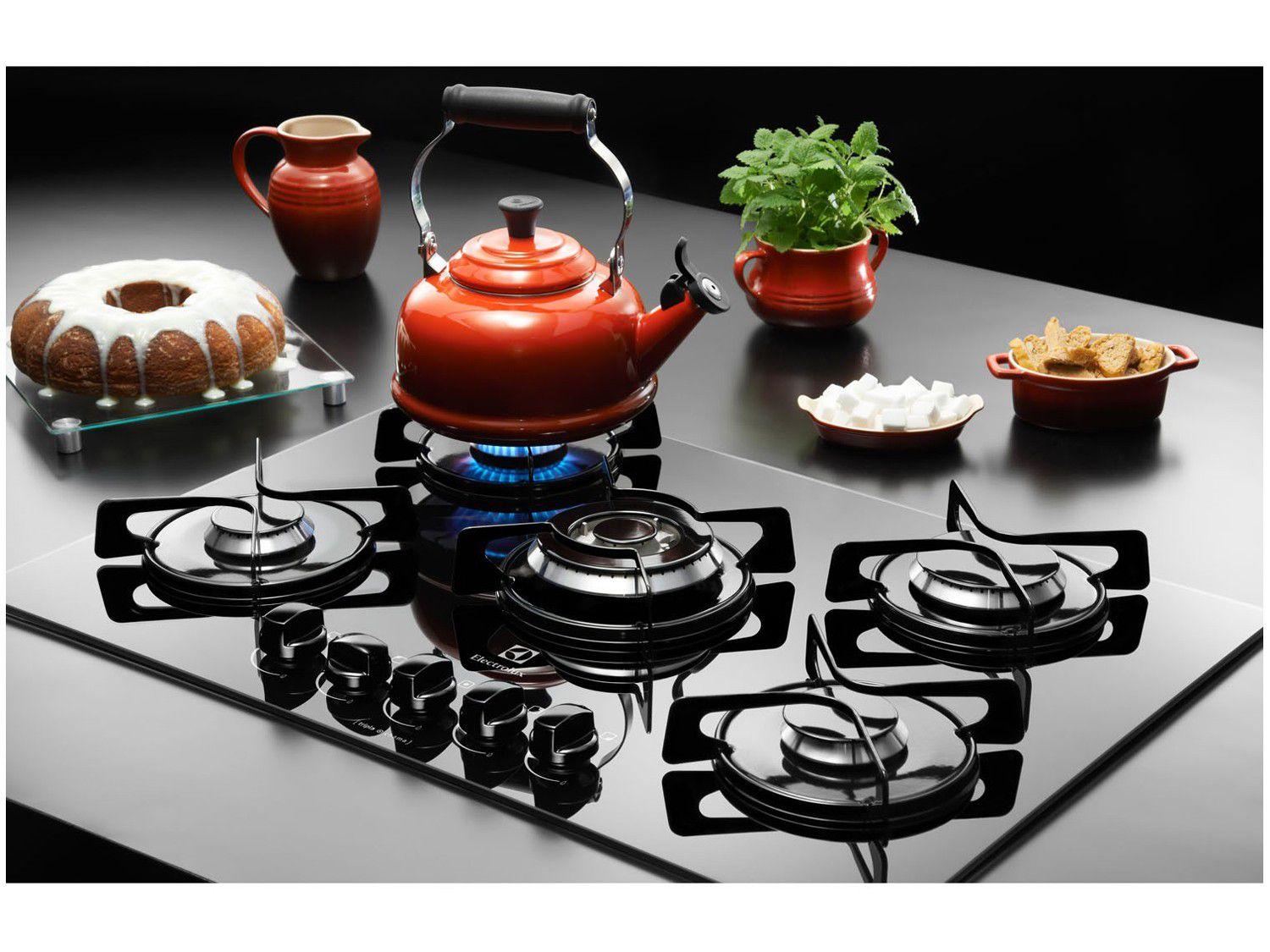 Cooktop 5 Bocas Electrolux à Gás GLP Preto TriplaChama GC75V