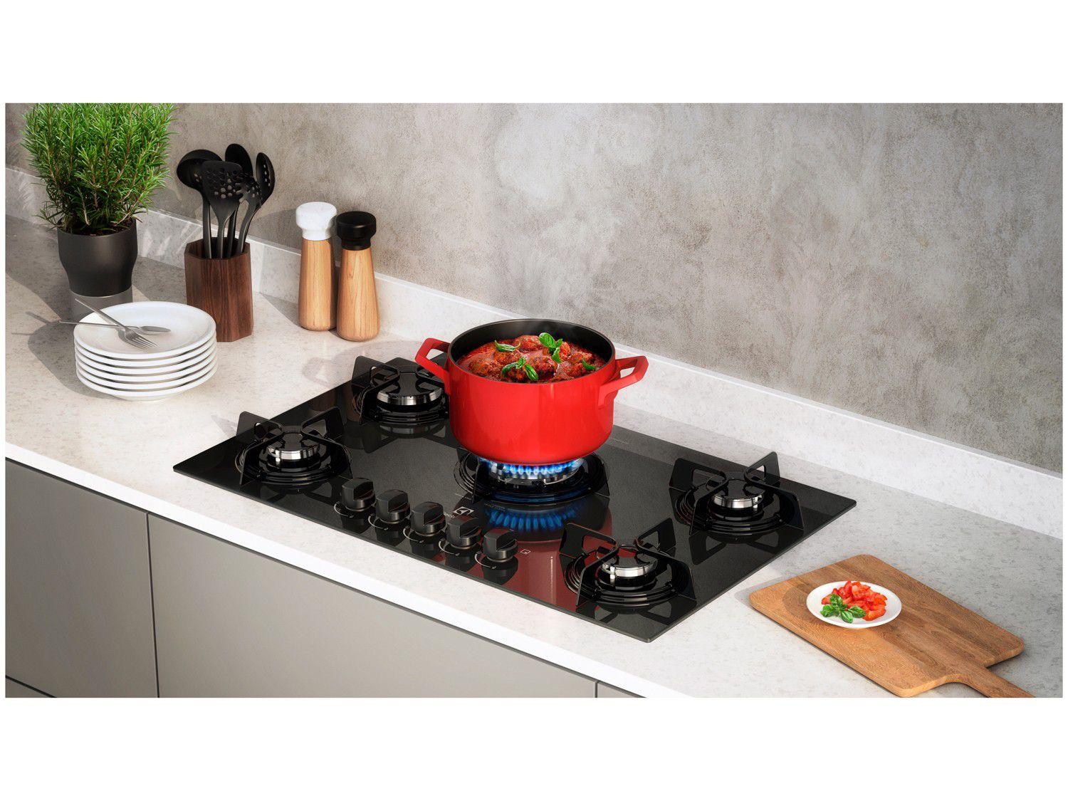Cooktop 5 Bocas Electrolux a Gás GLP Preto Triplachama KE5TP