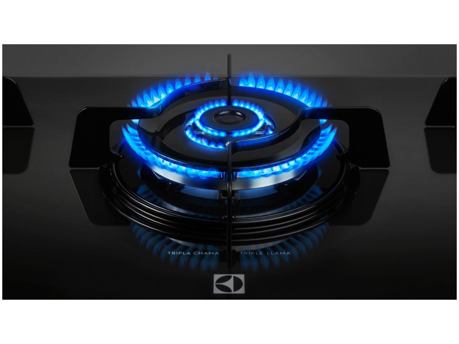 Cooktop 5 Bocas Electrolux a Gás GLP Preto Triplachama KE5TP