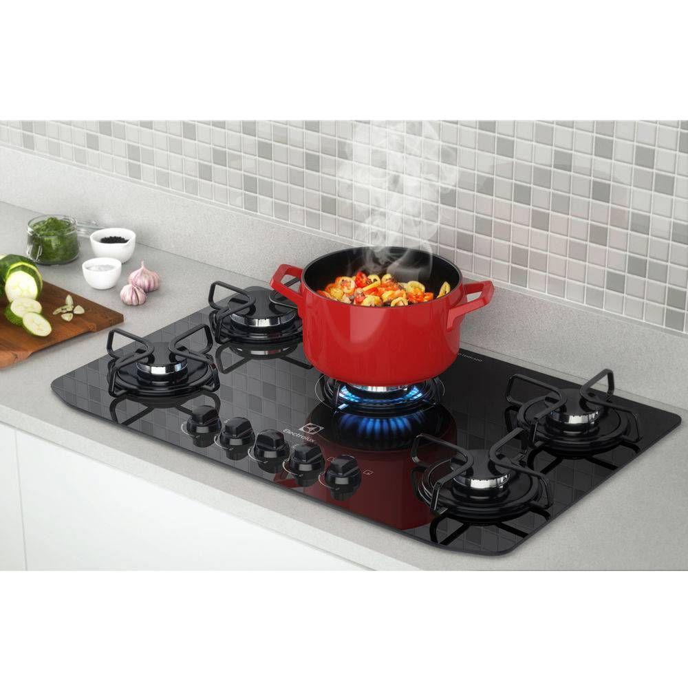 Cooktop 5 Bocas Electrolux Preto a Gás GLP GC70V Cooktop Magazine Luiza