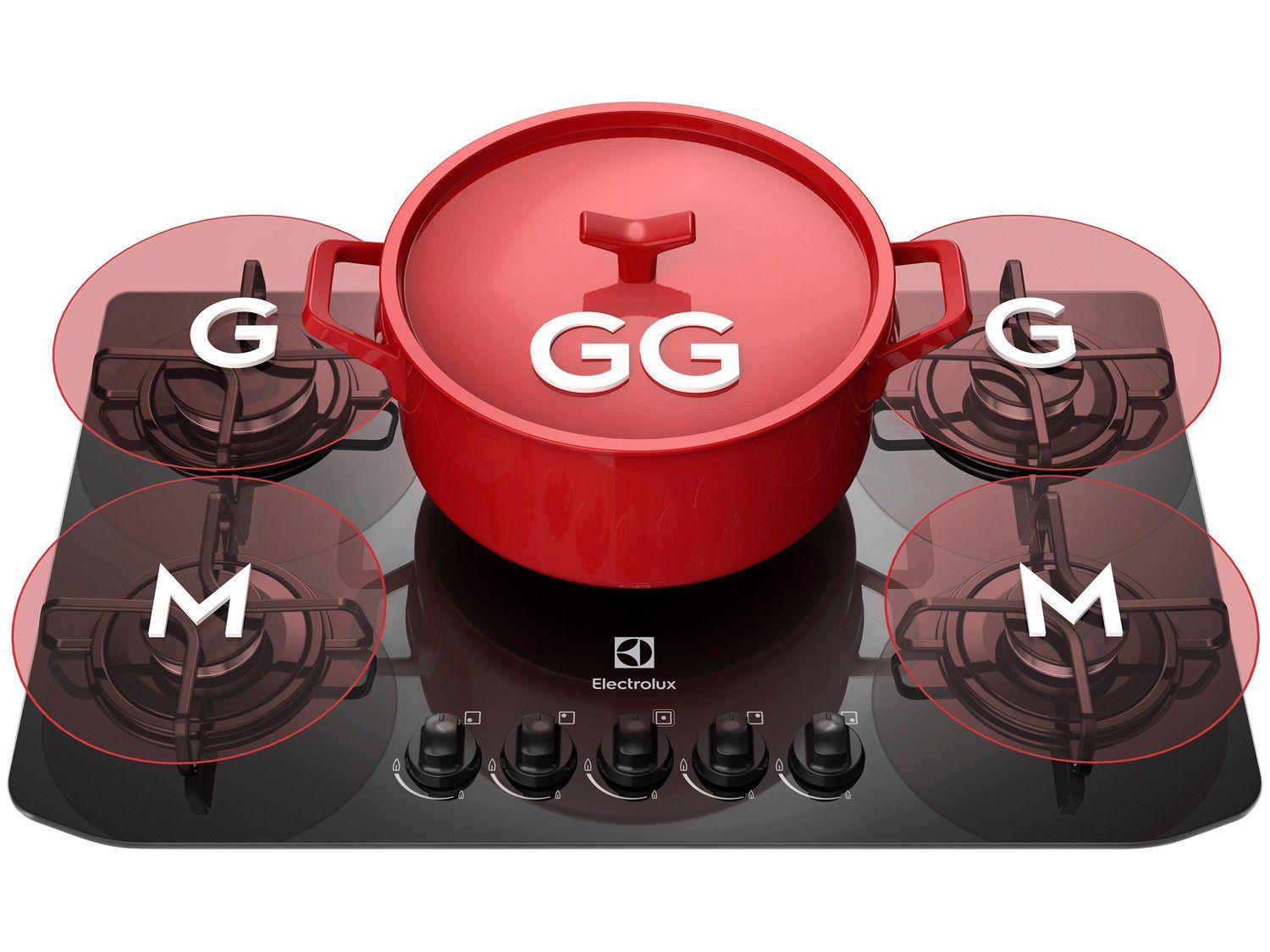 Cooktop 5 Bocas Electrolux Preto a Gás GLP GC70V Cooktop Magazine Luiza