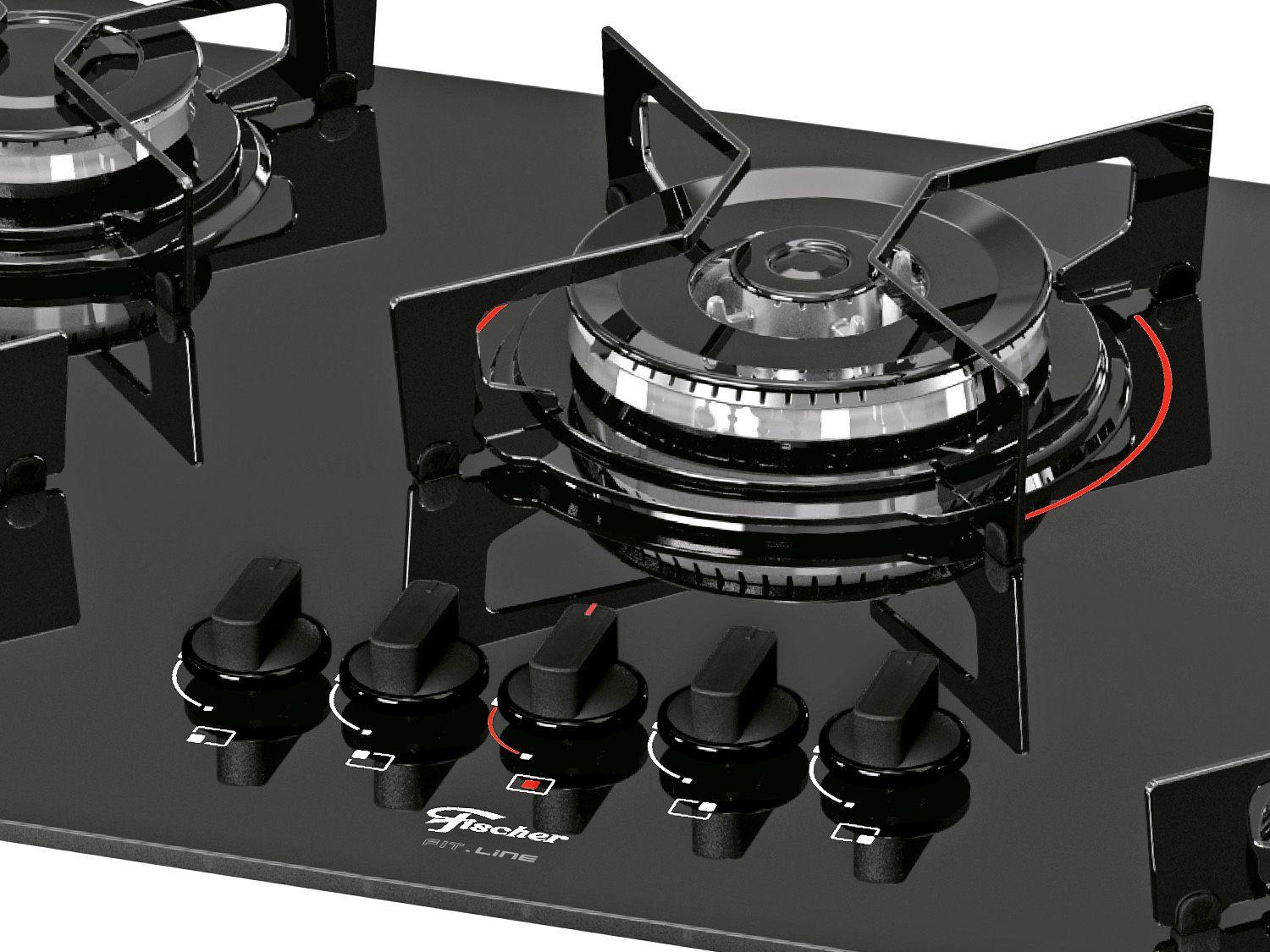 Cooktop 5 Bocas Fischer Fit Line 2630057079 à Gás GLP/Natural