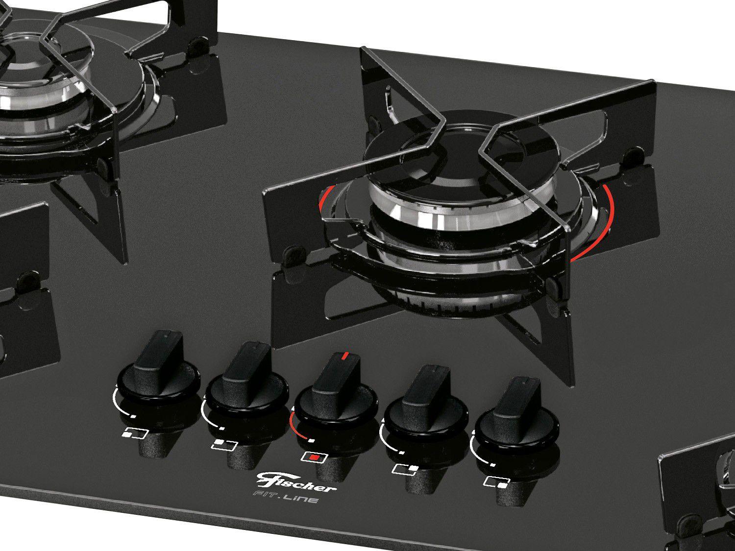 Cooktop 5 Bocas Fischer Fit Line 2634357174 à Gás GLP/Natural