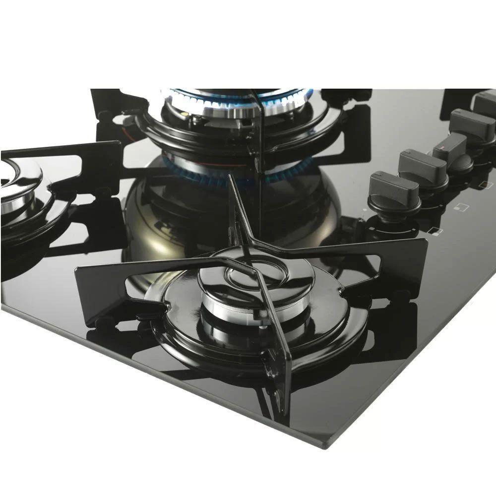 Cooktop 5 Bocas Fischer Fit Line Mesa de Vidro com Acendimento