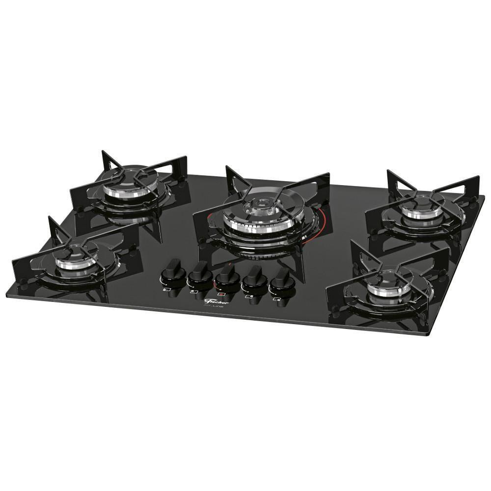 Cooktop 5 Bocas Fischer Fit Line Tripla Chama 2630057079 Preto Bivolt