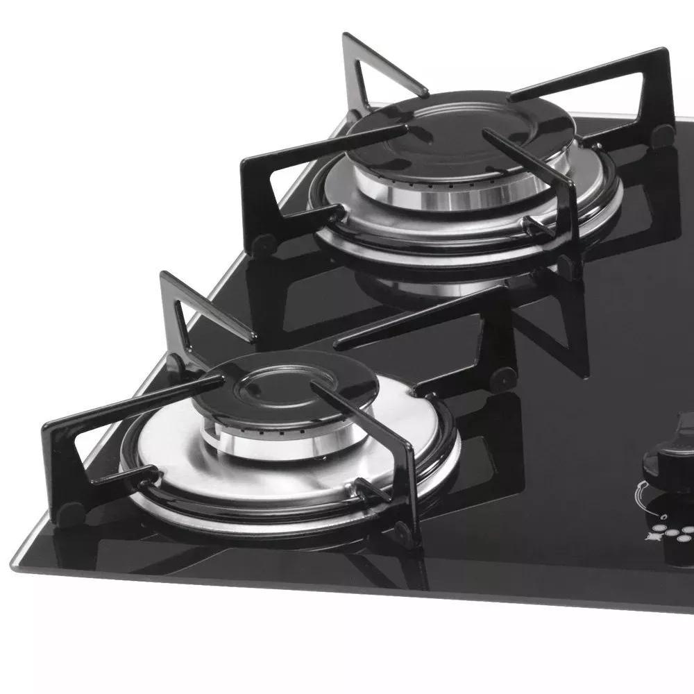 Cooktop 5 Bocas Fischer Preto a Gás TriplaChama 1743 5733 Bivolt