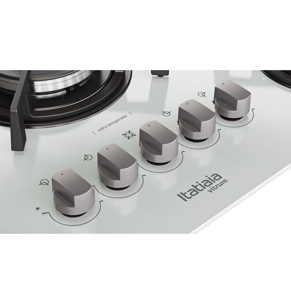 Cooktop 5 Bocas Itatiaia Vitrum Branco Tripla Chama Central Bivolt