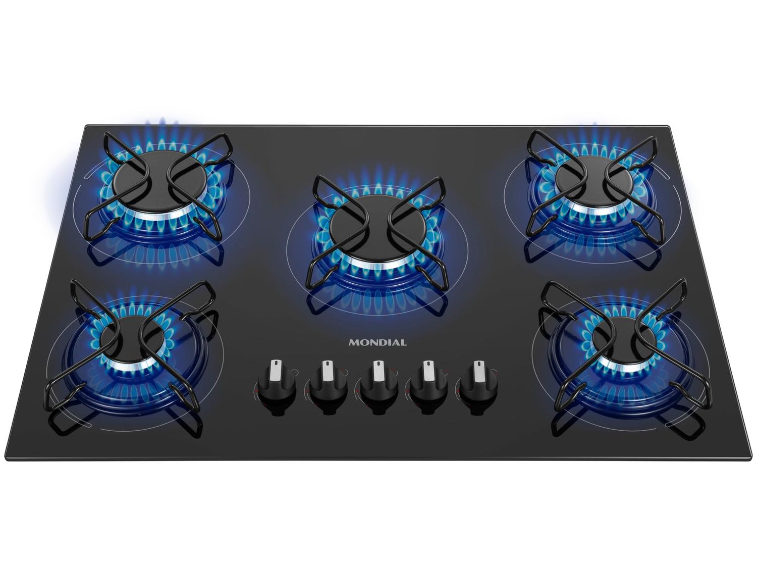 Cooktop 5 Bocas Mondial a Gás GLP Preto