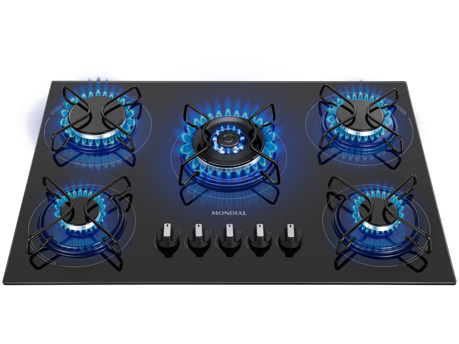 Cooktop 5 Bocas Mondial a Gás GLP Preto