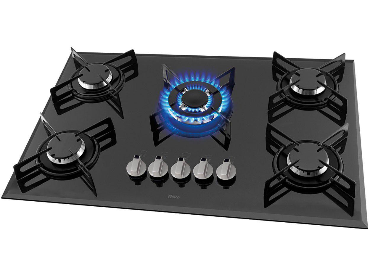 Cooktop 5 Bocas Philco Cook Chef 5 TC Elétrico e a Gás Tripla Chama
