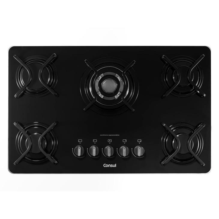 Cooktop 5 Bocas Quadrichama Consul CDD75AE, Preto, Acendimento