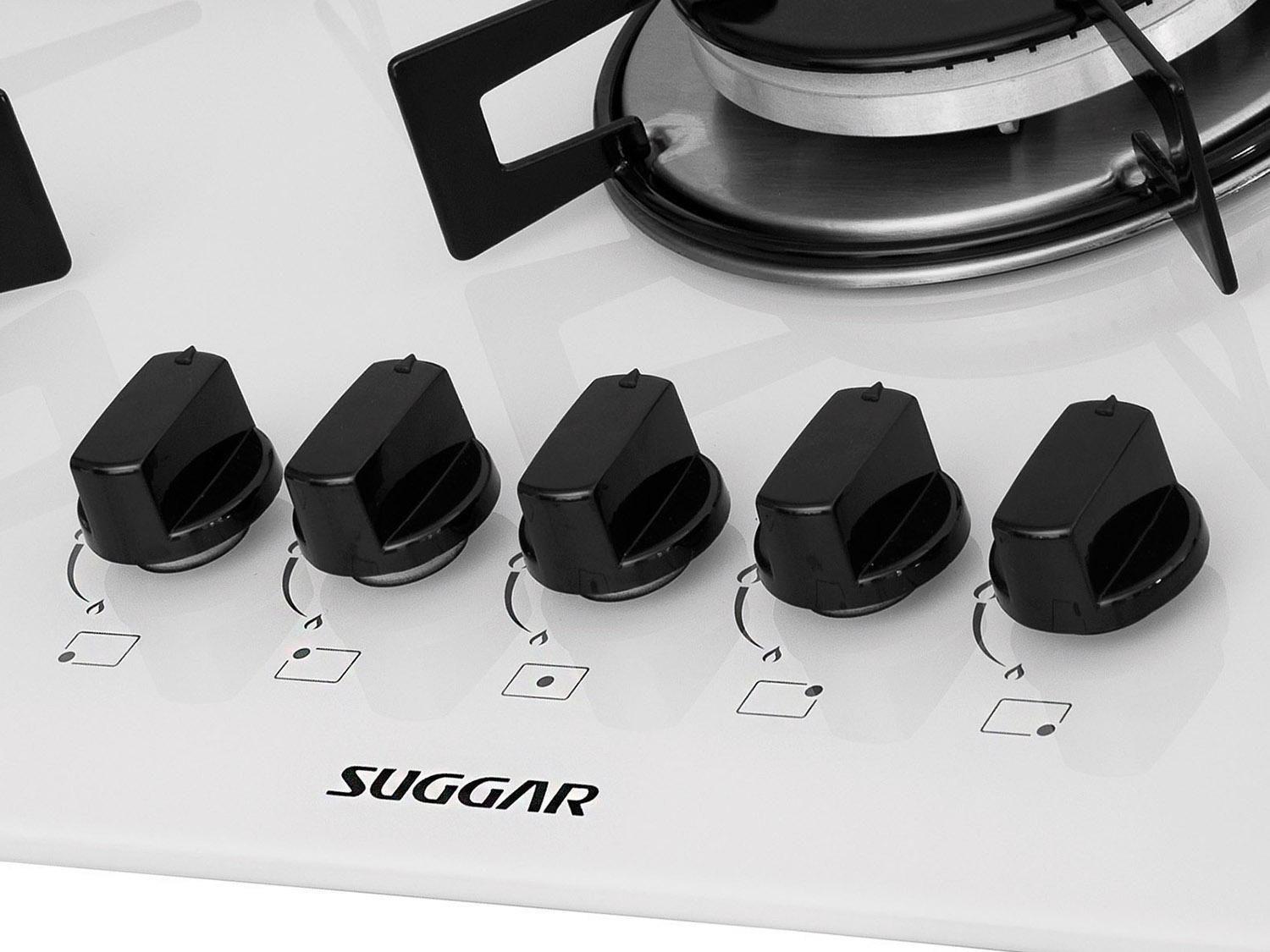 Cooktop 5 Bocas Suggar Branco Gás GLP TriplaChama FG5305BR Cooktop