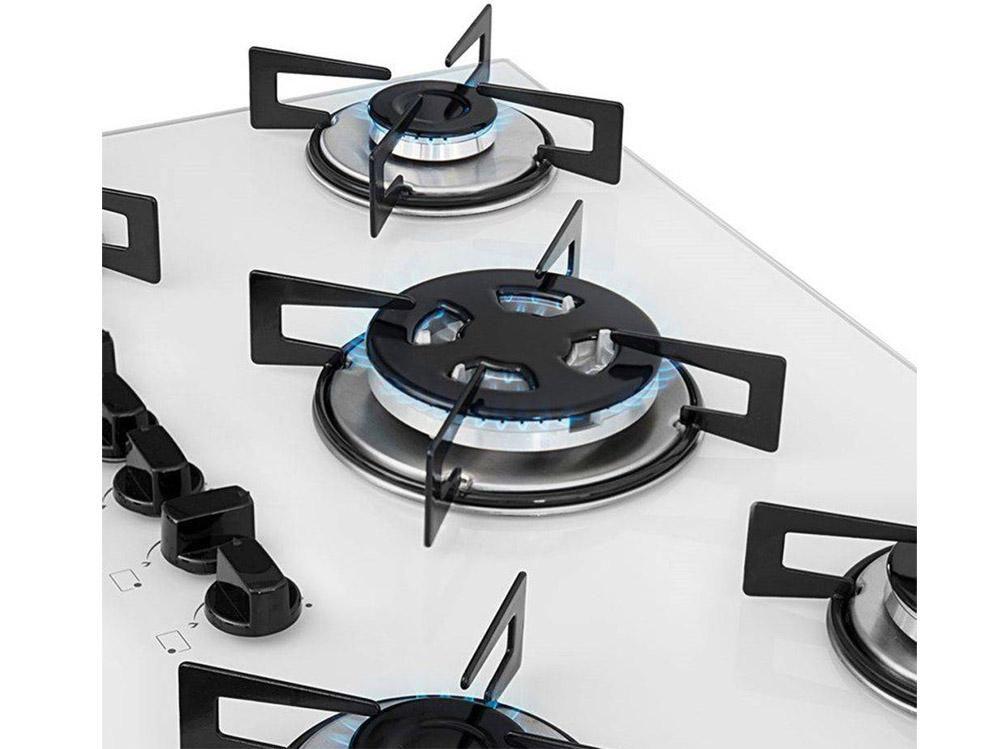 Cooktop 5 Bocas Suggar Branco Gás GLP TriplaChama FG5305BR Cooktop