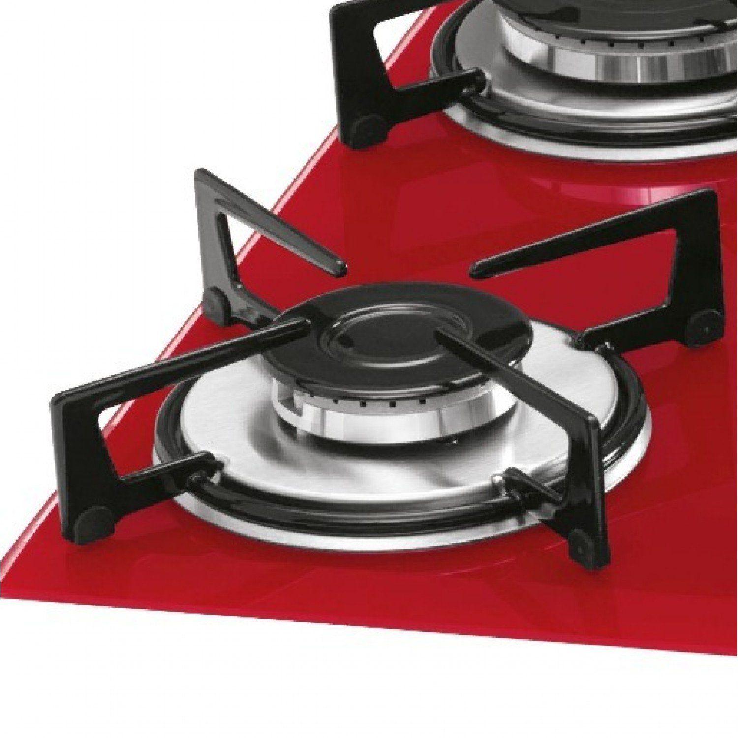 Cooktop 5 Bocas TC Gás Mesa Vidro Rouge Fischer 127V Vermelho Cooktop