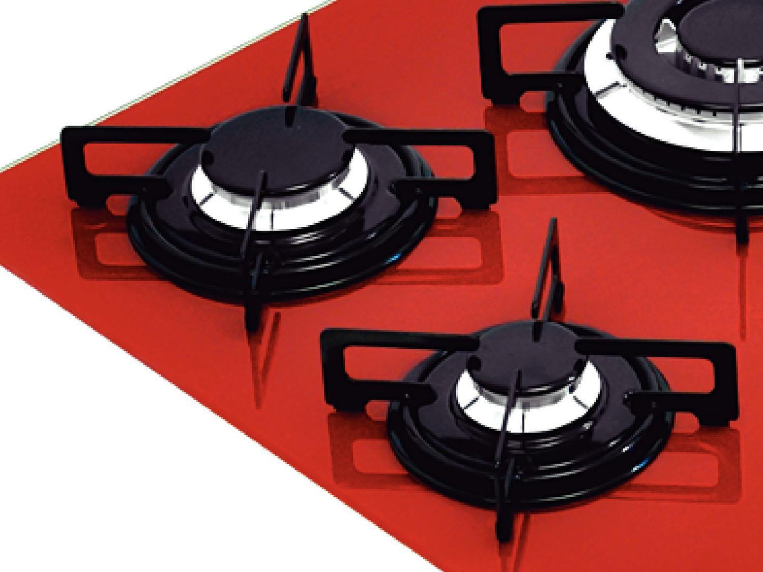 Cooktop 5 Bocas Tramontina Glass Penta R 5GG Tri 70 à Gás Tripla