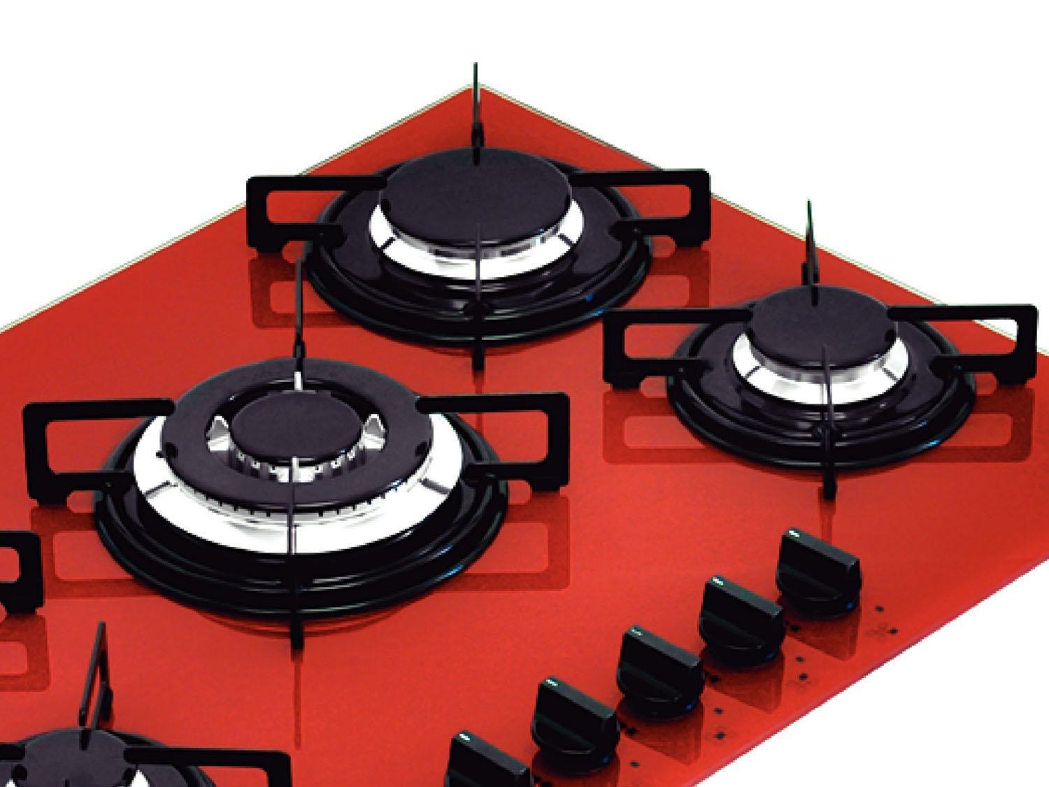Cooktop 5 Bocas Tramontina Glass Penta R 5GG Tri 70 à Gás Tripla