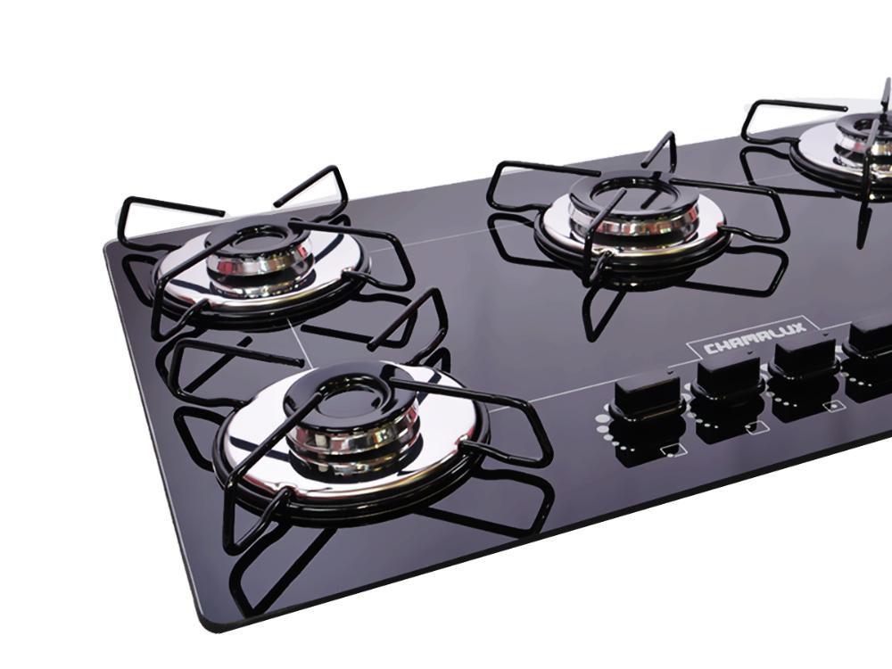 Cooktop 5 Bocas Ultra Chama Bivolt Preto Chamalux Cooktop