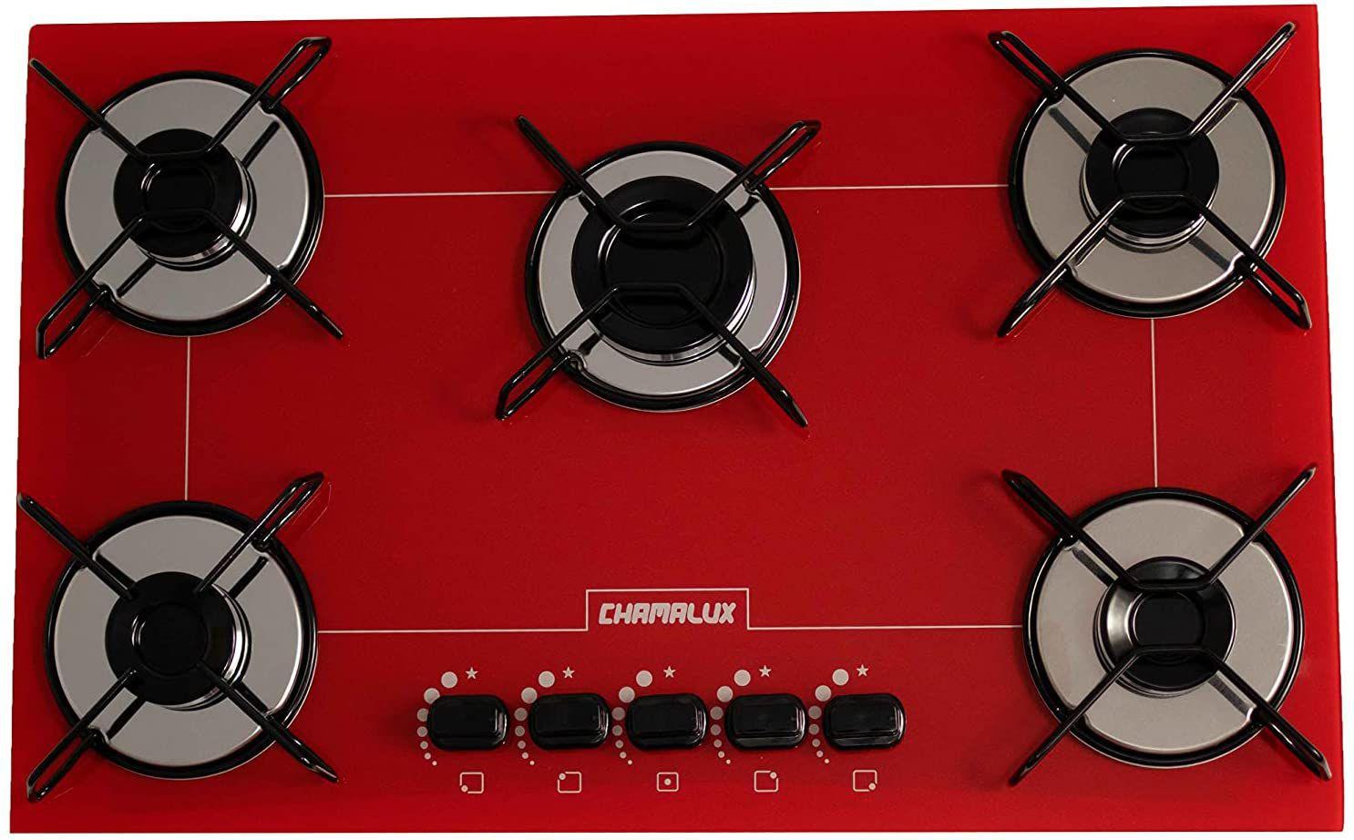 Cooktop 5 Bocas Ultra Chama Vermelho Chapa Chamalux Cooktop 5 Bocas