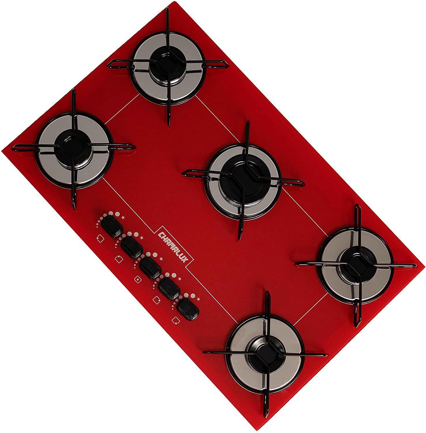 Cooktop 5 Bocas Ultra Chama Vermelho Chapa Chamalux Cooktop 5 Bocas