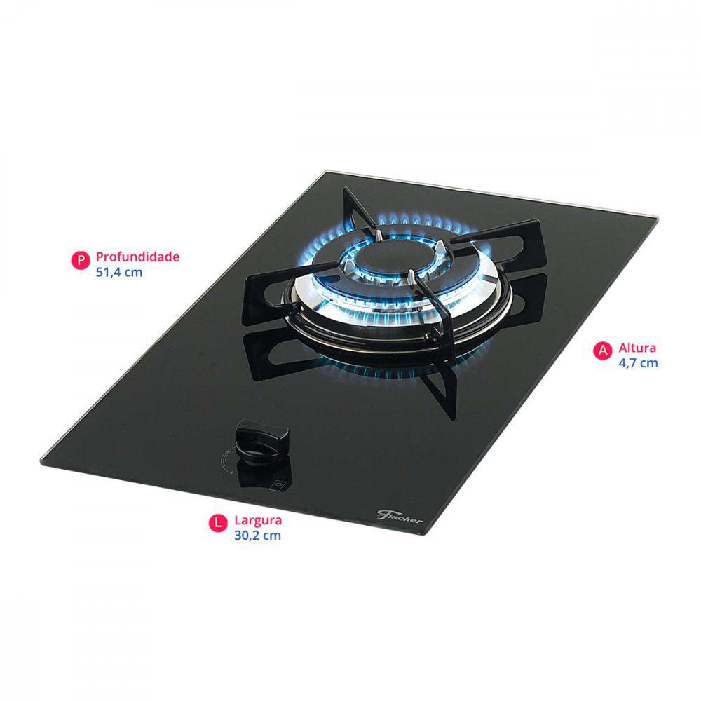 Cooktop à Gás 1 Boca Fischer Dominó Tripla Chama Acendimento Super