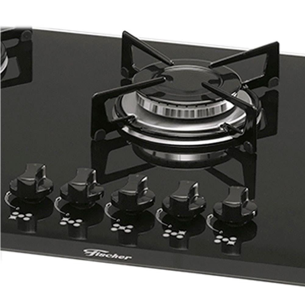 Cooktop a Gás 5 Bocas Fischer 1642 Bivolt Preto Cooktop Magazine Luiza