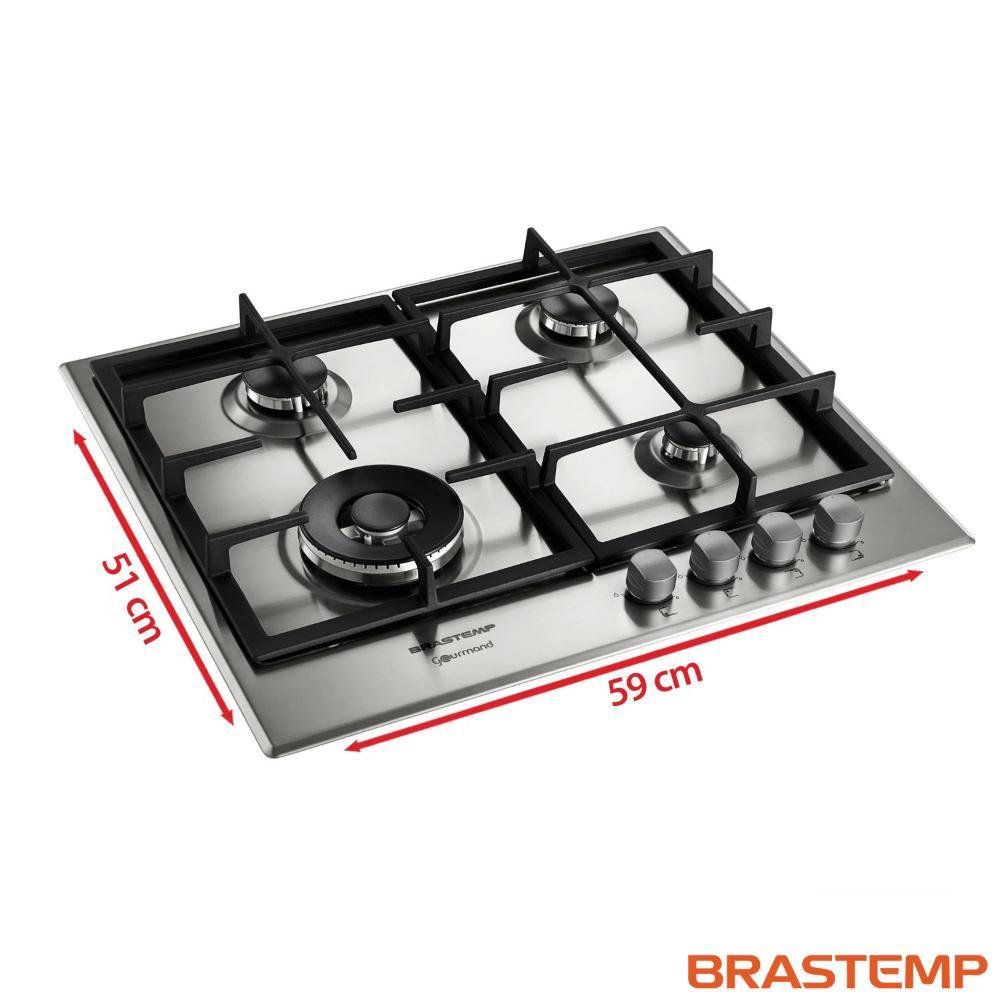 Cooktop à Gás Brastemp Gourmand 4 Bocas 60cm Inox Cooktop 4 Bocas