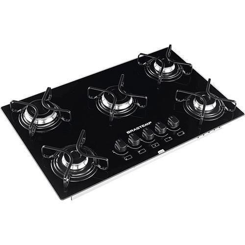 Cooktop A Gás Vidro Brastemp Ative 5 Bocas Preto Bivolt BDD75AEUNA