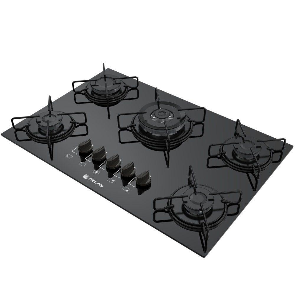 Cooktop Atlas Agile 5 Bocas a Gás e Elétrico com Acendimento Super