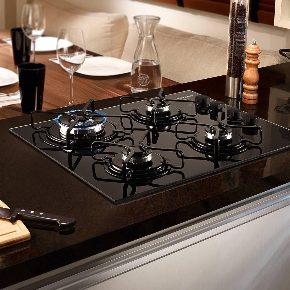 Cooktop Brastemp Ative! 4 Bocas Vidro Preto Dupla Chama Bivolt BDD62AE
