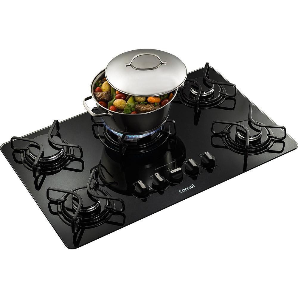 Cooktop Consul 5 Bocas Quadrichama Bivolt Preto CDD75AE Cooktop 5