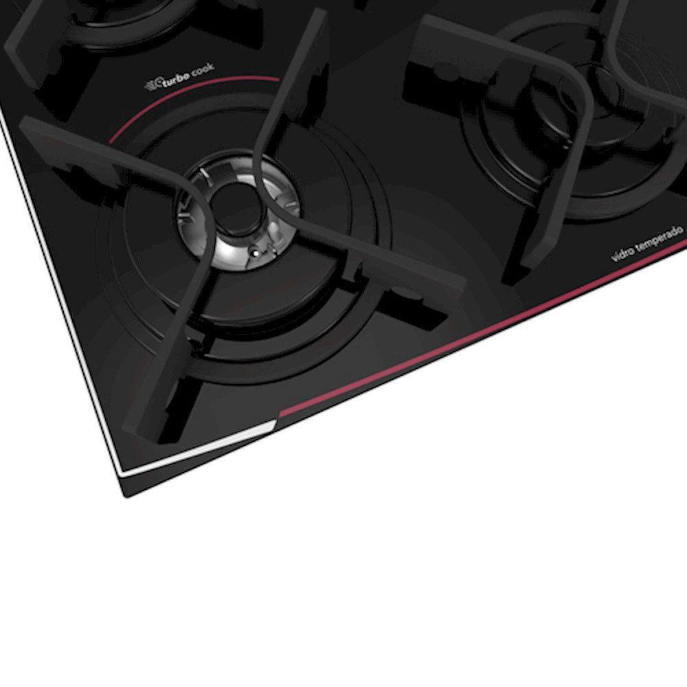 Cooktop Dako 4 Bocas Acendimento Automático Turbo Glass Cooktop