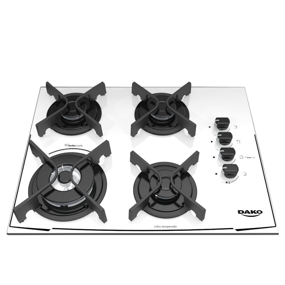 Cooktop Dako 4 bocas branco com acendimento superautomático Bivolt