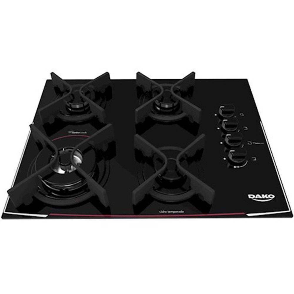 Cooktop Dako Glass 4 Bocas Vidro Preto Tripla Chama Bivolt Cooktop Magazine Luiza