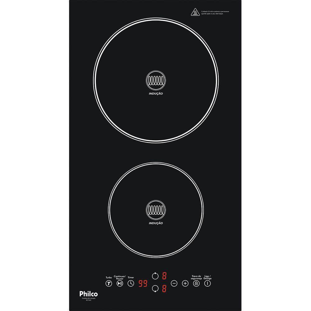 Cooktop de Indução Philco 2 bocas PCT02P Preto 220v Cooktop 2 Bocas