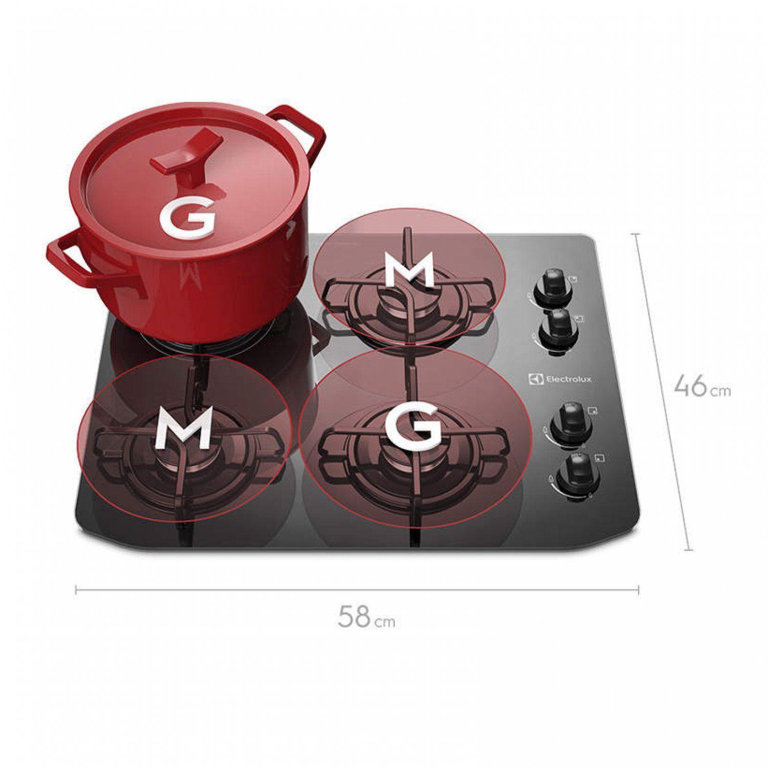 Cooktop Electrolux 4 Bocas a Gás Superautomático Mesa em Vidro GC58V