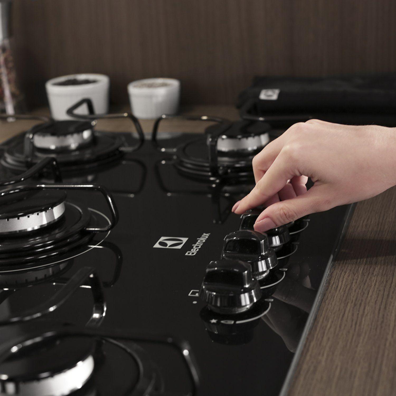 Cooktop Electrolux 5 Bocas a Gás Superautomatico Mesa em Vidro GC70V Preto Cooktop 5 Bocas
