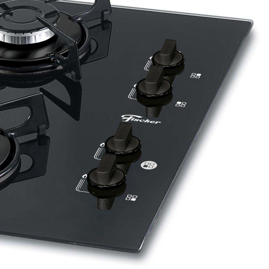 Cooktop Fischer 4 Bocas à Gás Mesa Vidro 1519 Bivolt Cooktop