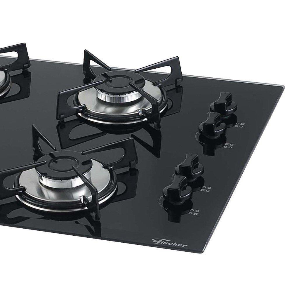 Cooktop Fischer 4 Bocas Vidro Temperado Chama Rápida Preto 1519 Cooktop Magazine Luiza
