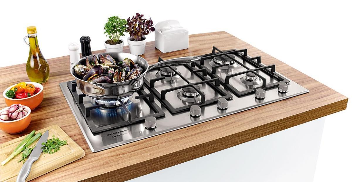 Cooktop Gourmand Inox 5 Bocas 90 cm a Gás BDK90 Brastemp Cooktop 5