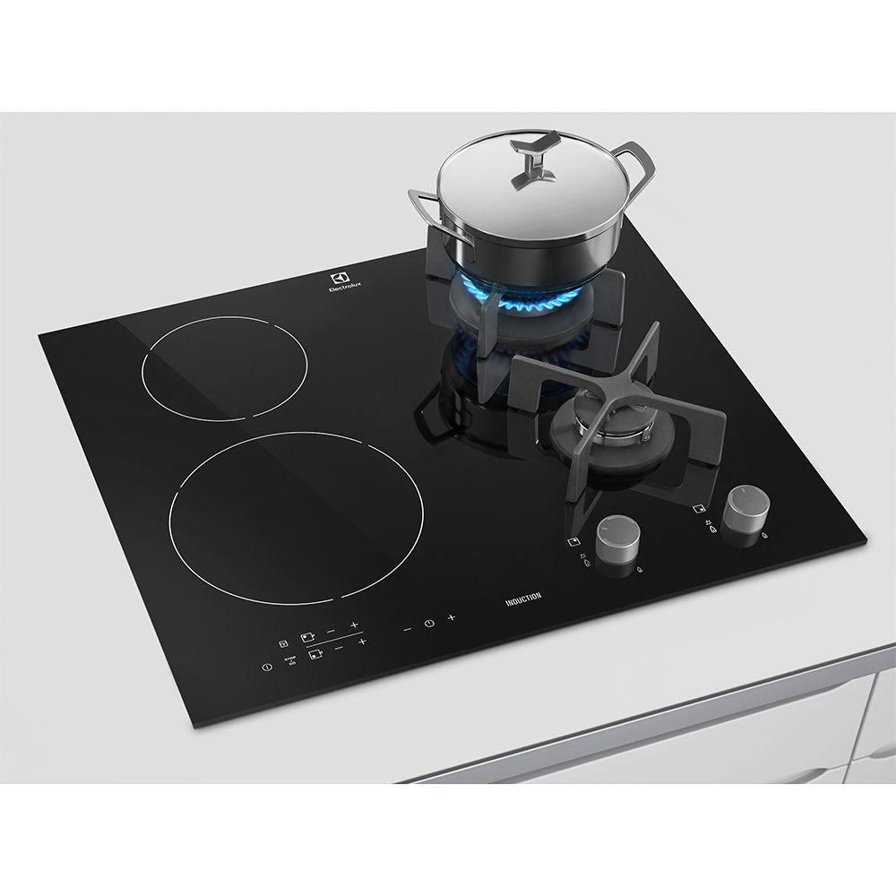 Cooktop Híbrido a Gás e Indução 4 Zonas Preto Electrolux (IE60H
