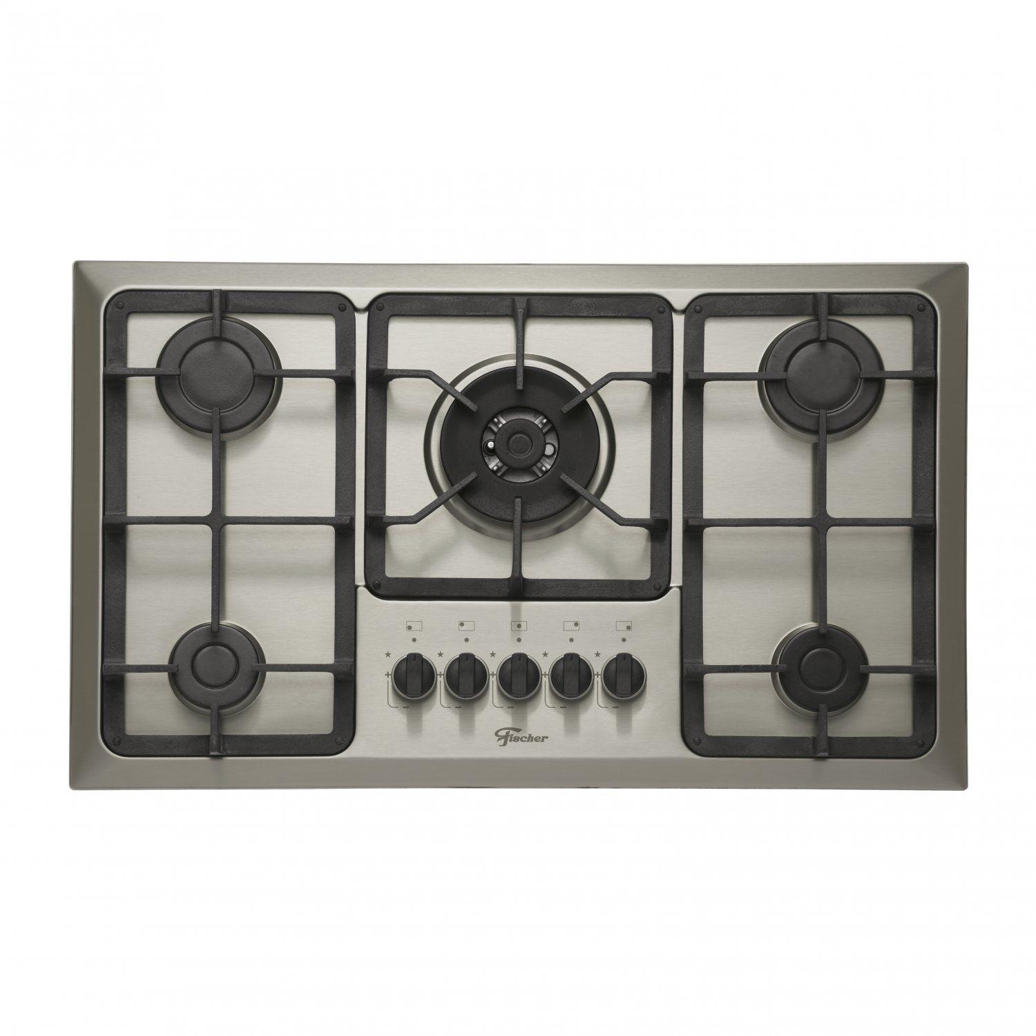 Cooktop Inox 5 Bocas a Gás Tripla Chama Infinity Fischer Grafite