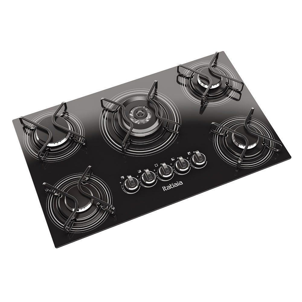 Cooktop Itatiaia 5 Bocas Mesa de Vidro Tripla Chama 3700000019 Cooktop 5 Bocas Magazine Luiza