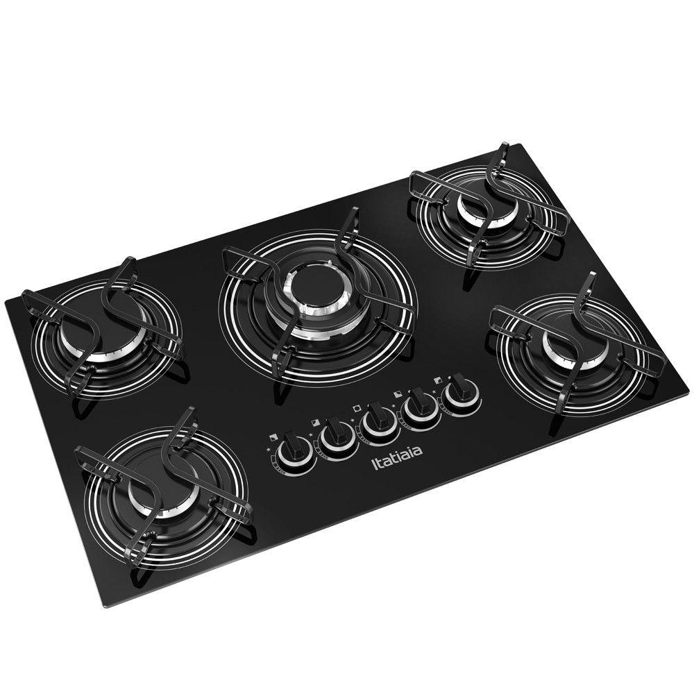 Cooktop Itatiaia 5 Bocas Vidro Preto Tripla Chama Bivolt 3700000019
