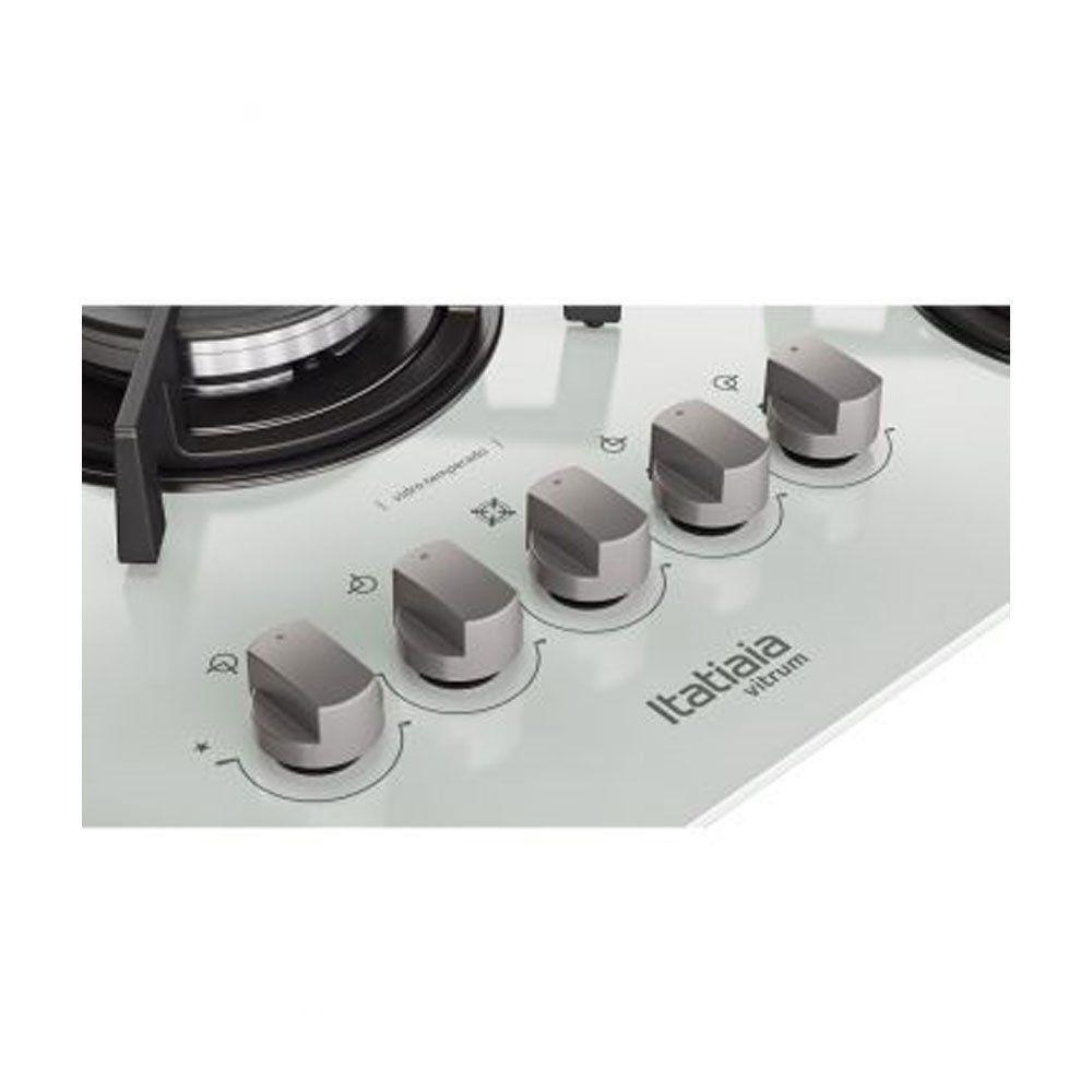 Cooktop Itatiaia Vitrum 5 Bocas Tripla Chama com Acendimento Automático Branco Cooktop 5