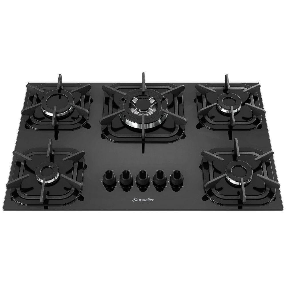 Cooktop Mueller 5 Bocas Tripla Chama Mesa Vidro Temperado MUELLER FOG