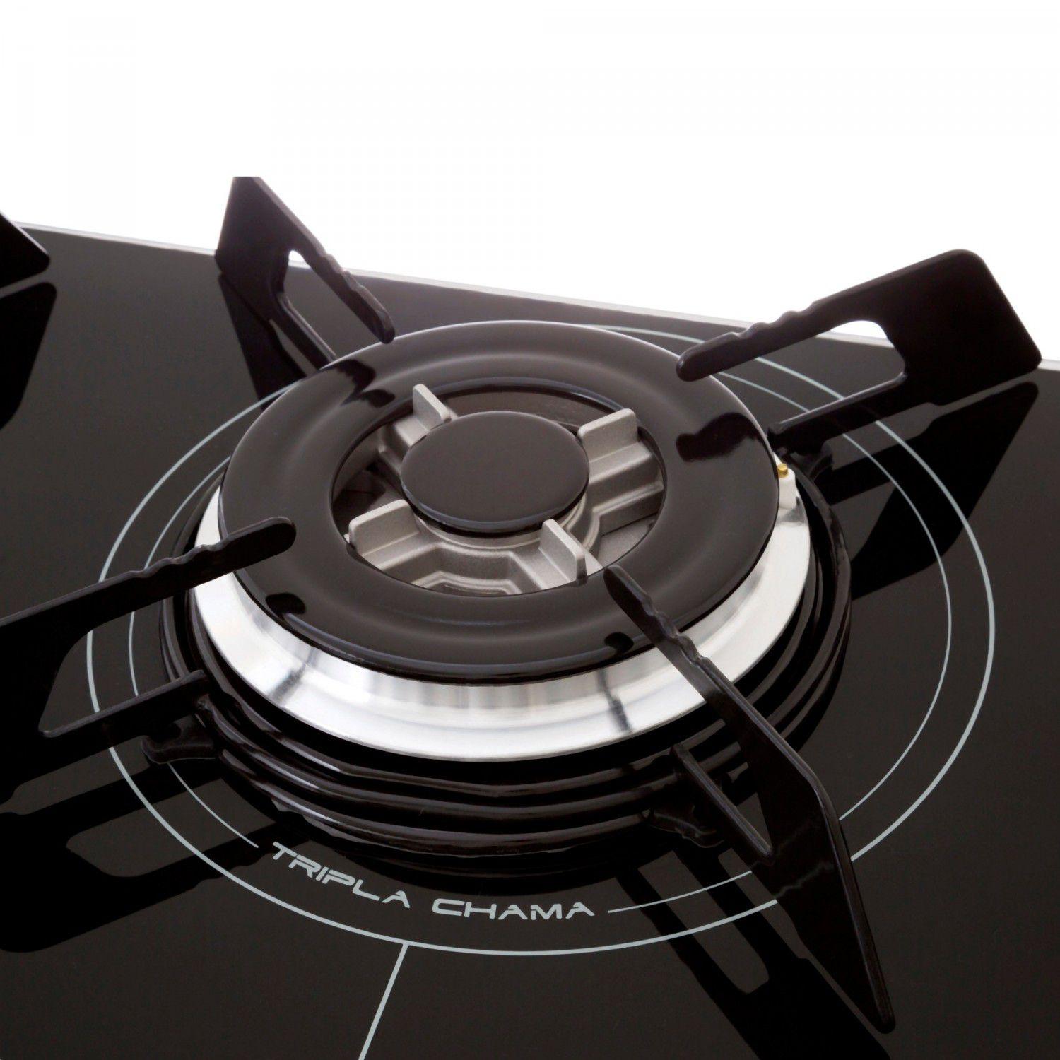 Cooktop Mueller Tripla Chama 3 bocas a Gás Bivolt Preto Cooktop 3