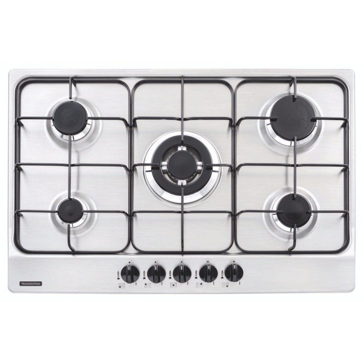 Cooktop Tramontina 5 Bocas a Gás Inox New Penta 5GXTRI75 Bivolt Inox